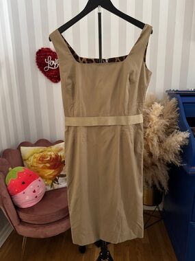 Dolce & Gabbana Tan Sheath Dress with Subtle Waist